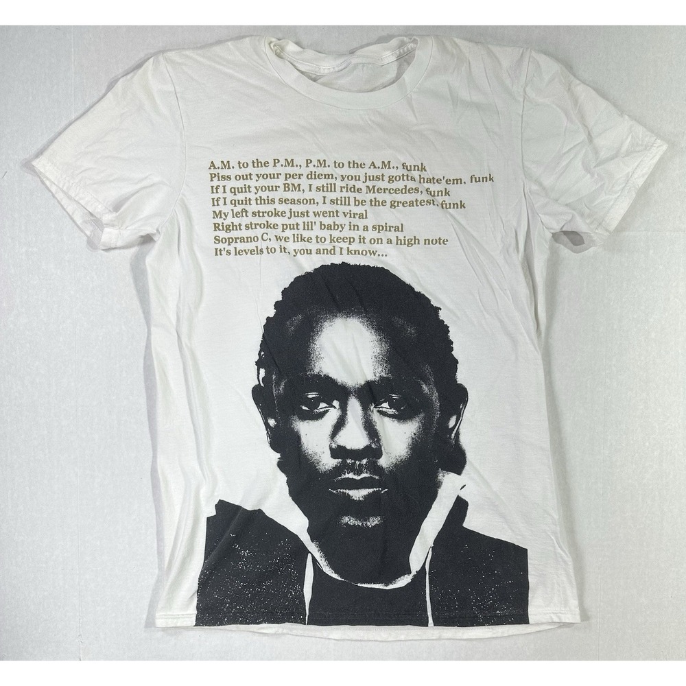 Kendrick Lamar DAMN Lyrics Graphic T-Shirt White Rap Tee Top – Size L